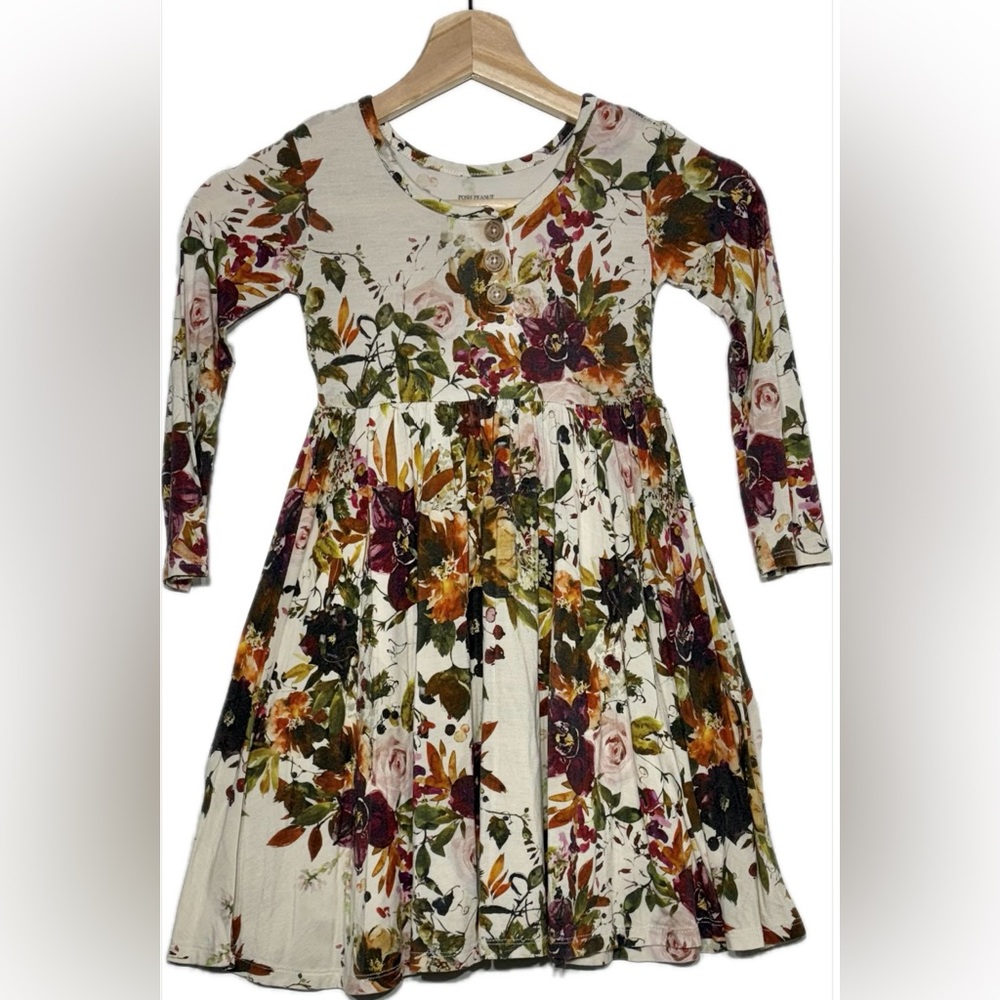 Posh Peanut Corrine Twirl Floral Long Sleeve Dress 4T